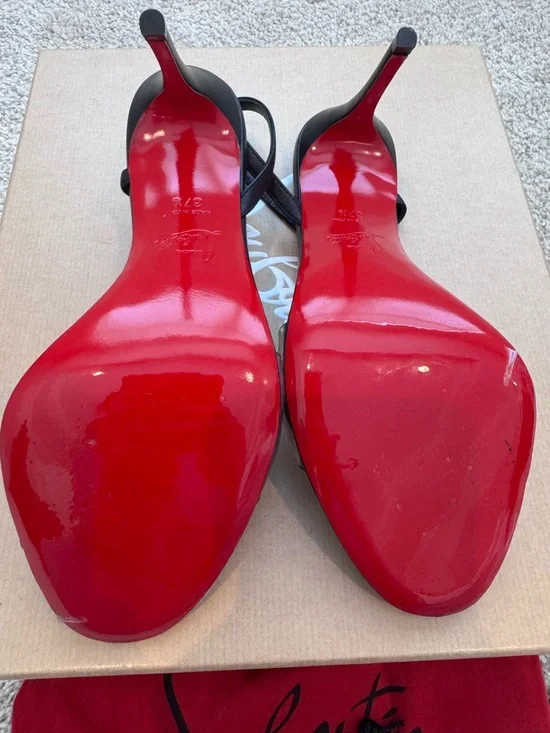 Christian Louboutin Rosalie Black Strappy Open-Toe Slingback Heels - Picture 3 of 4